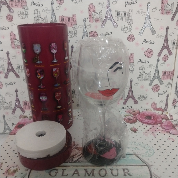 "Flirt" Hand Painted Wine Glass by Lolita RETIRED! - Picture 3 of 8